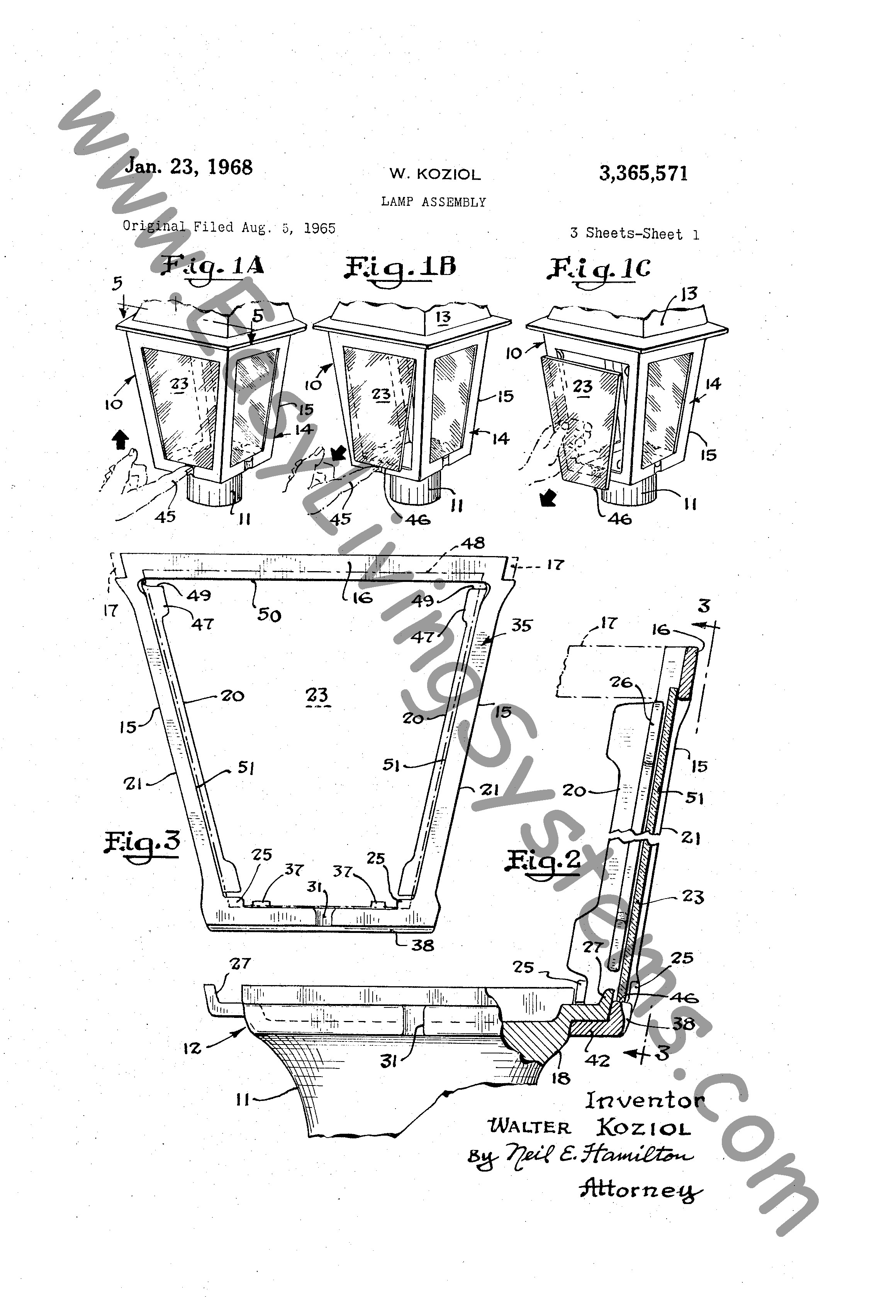 Charmglow removable glass gas lamp patent