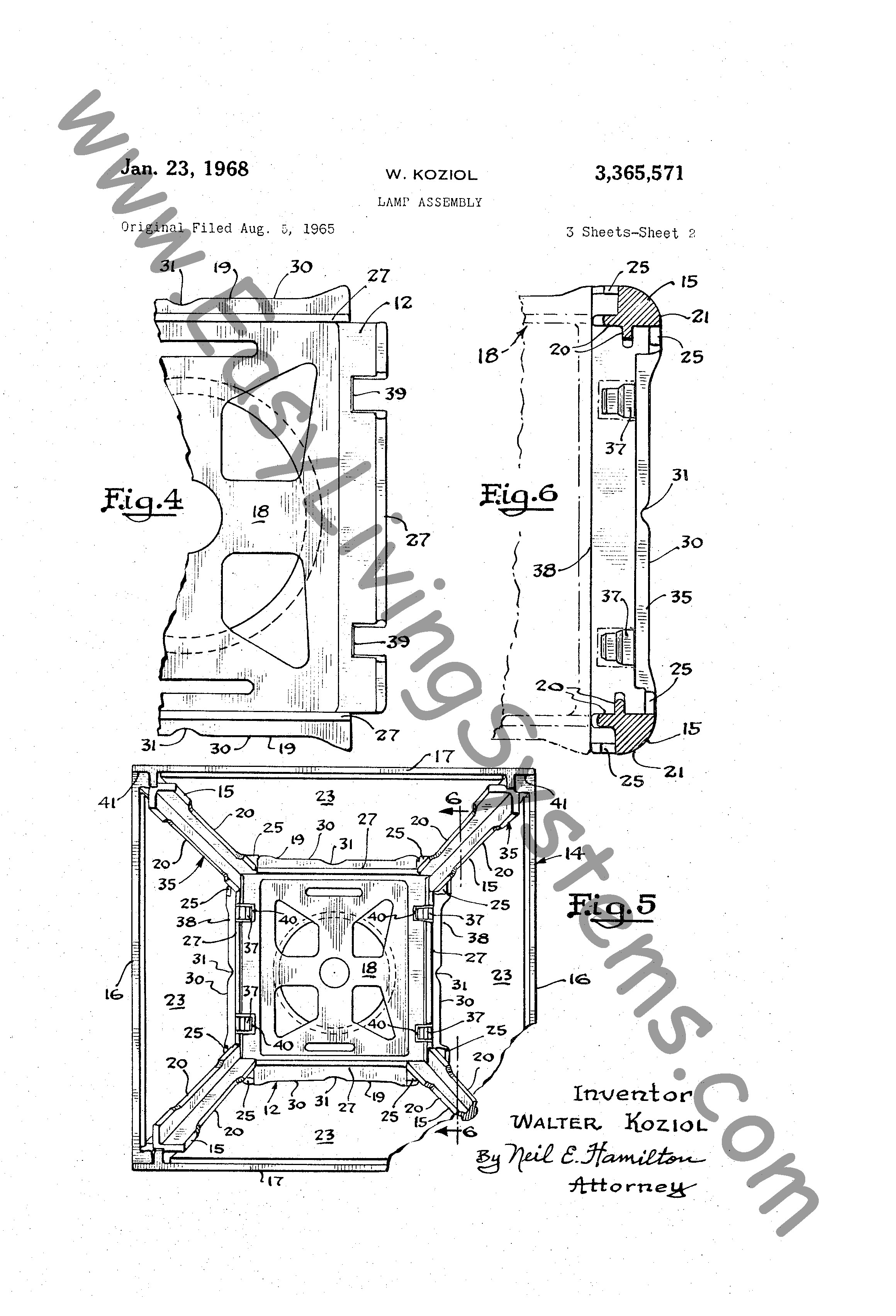 Charmglow gas lamp assembly patent