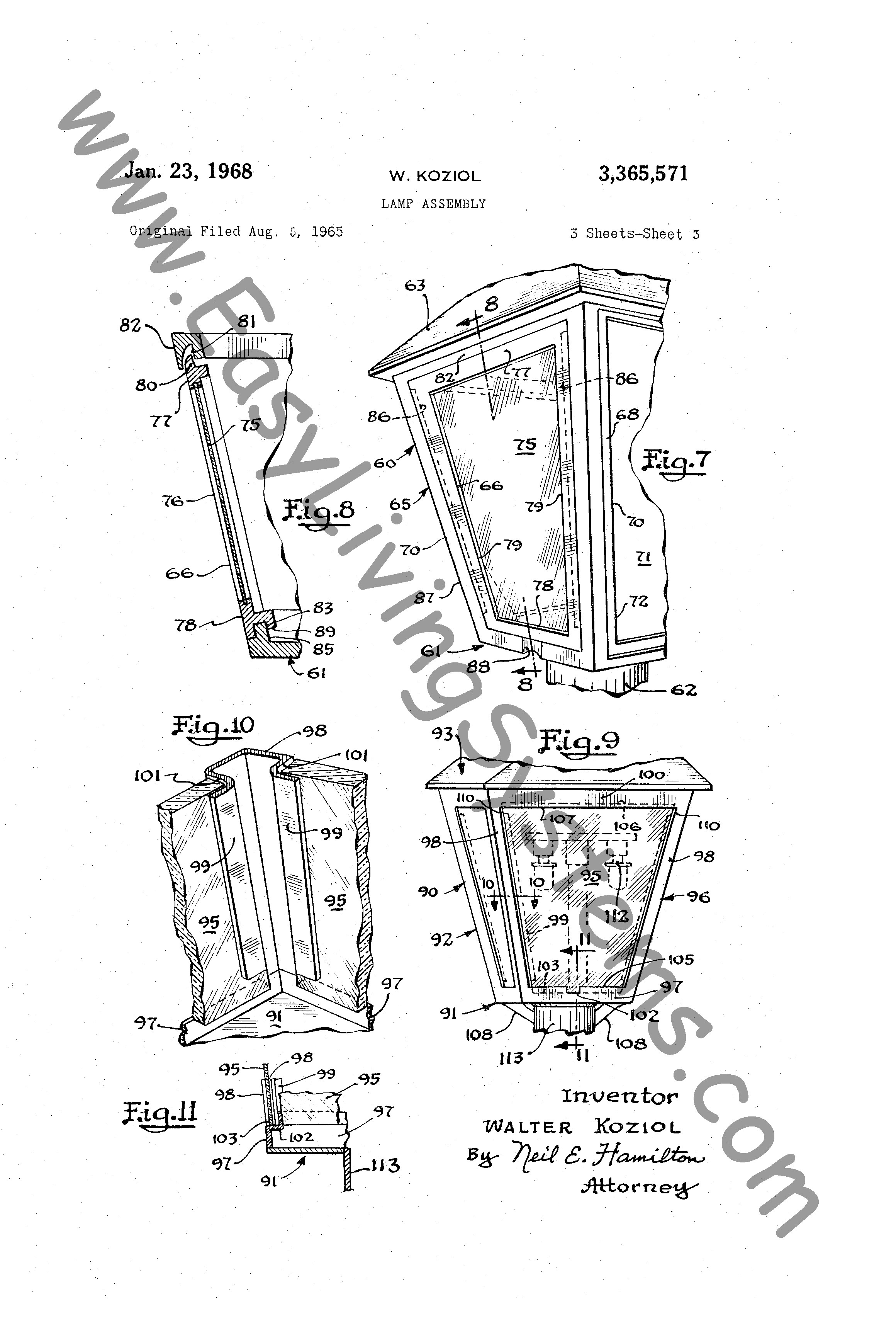 Charmglow removable glass gas lamp patent