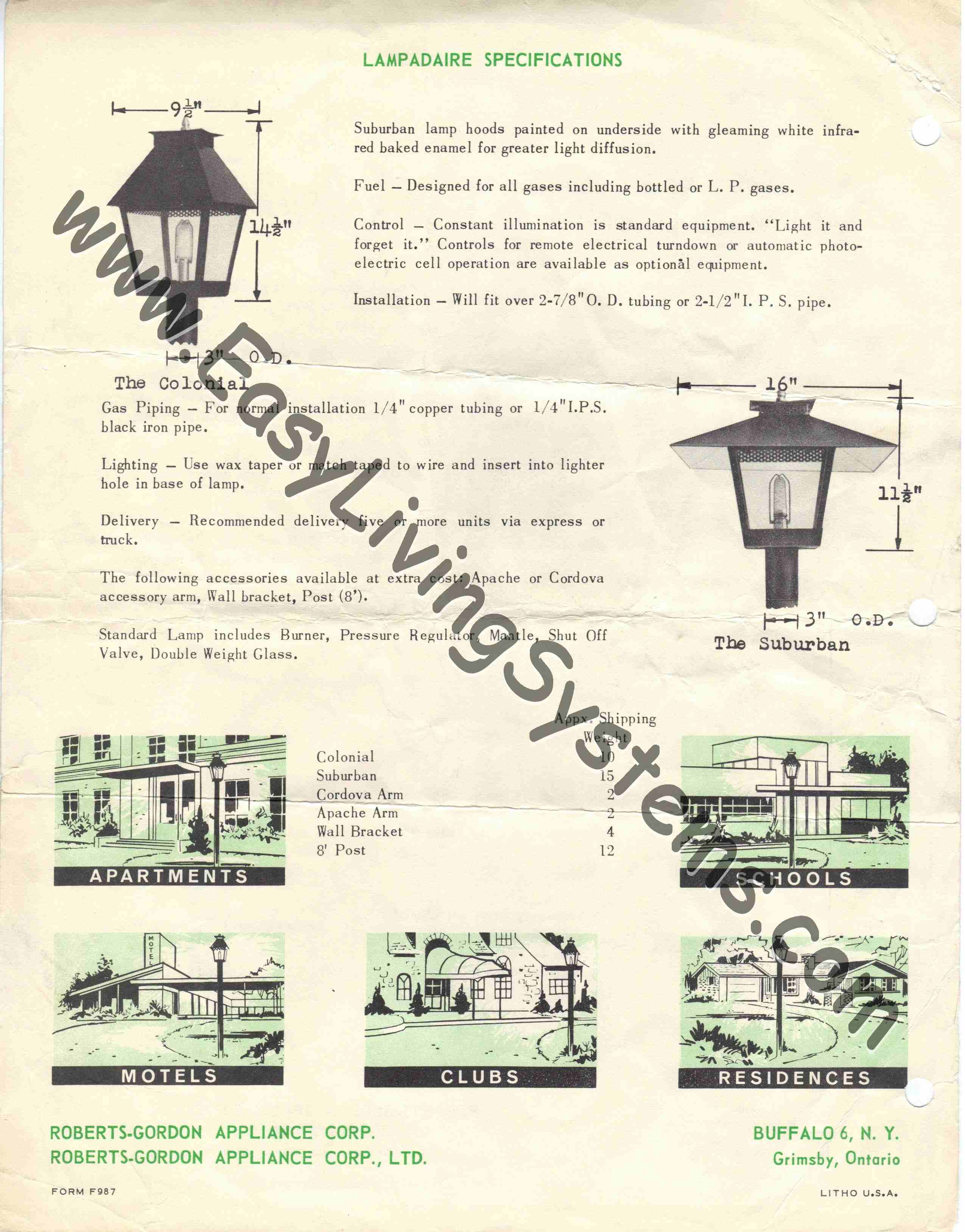 Roberts Gordon Appliance gas light