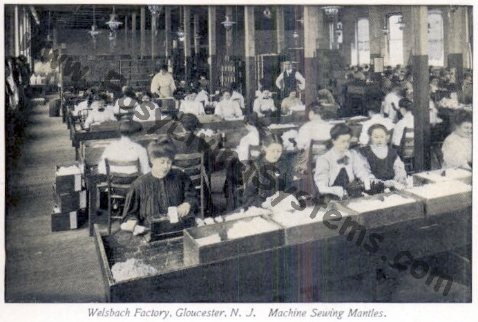 Welsbach factory gas mantle fabric machine sewing department