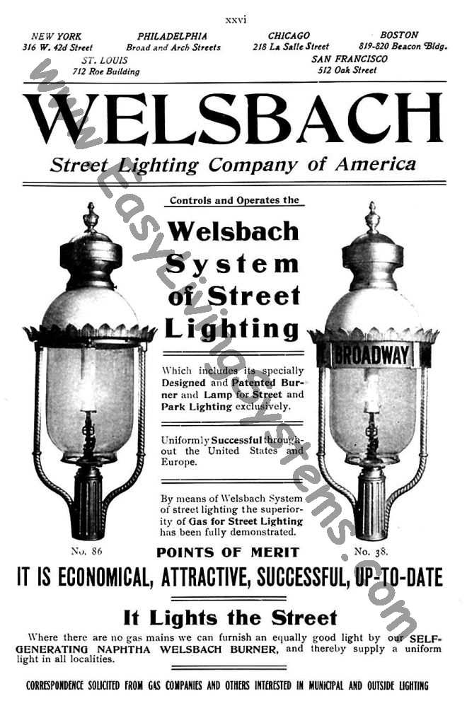 Welsbach Gas Street Lamp Ad