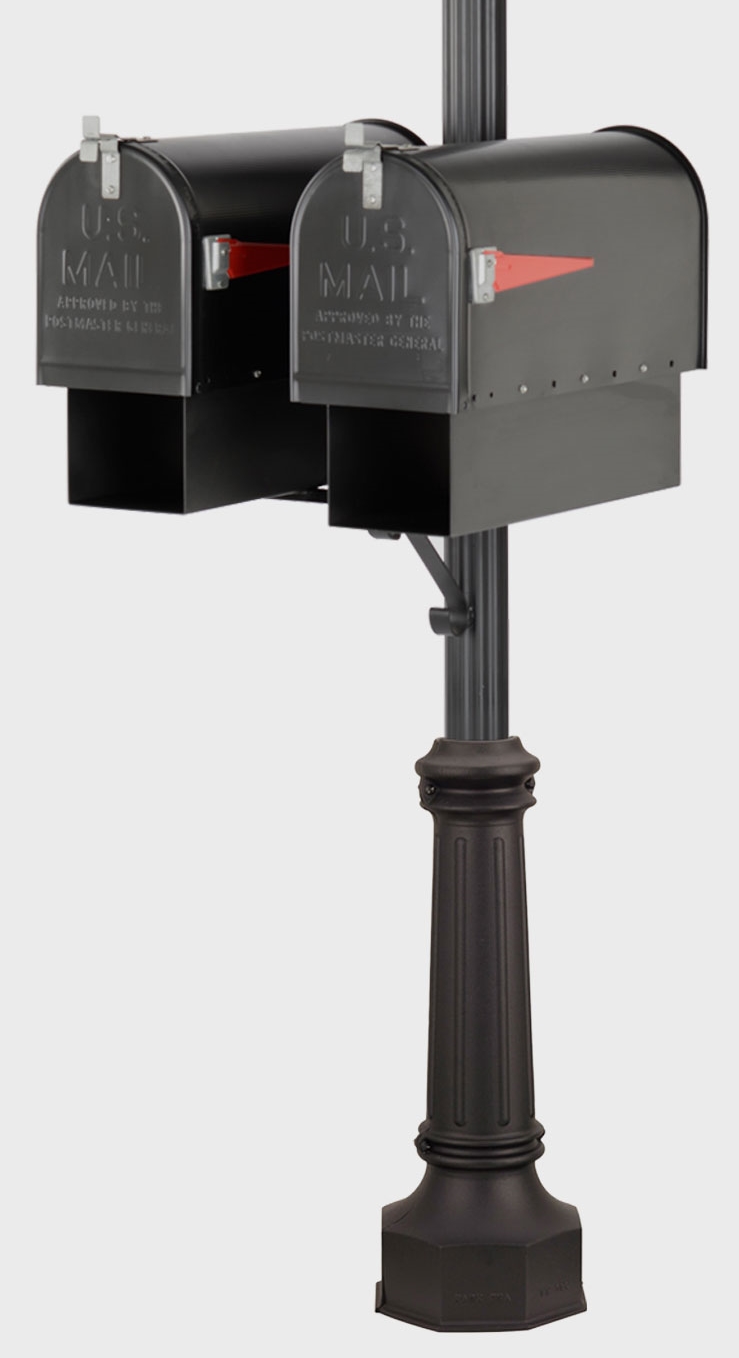American Gas Lamp Works fluted mailbox and newspaper holder post