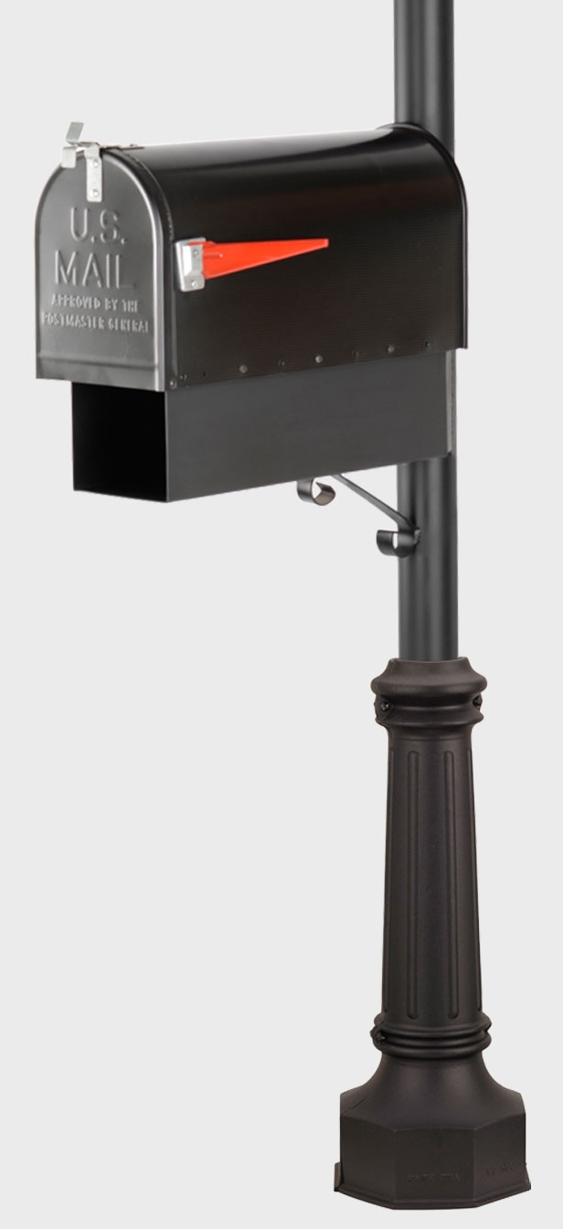 American Gas Lamp Works smooth post mailbox and newspaper holder post