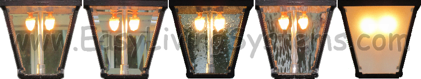 Types of glass panels for gas lights and lamps